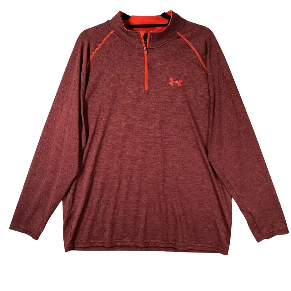 Under Armour Heatgear Loose 1/4 Zip Pullover Sweatshirt Red Men’s Size XL